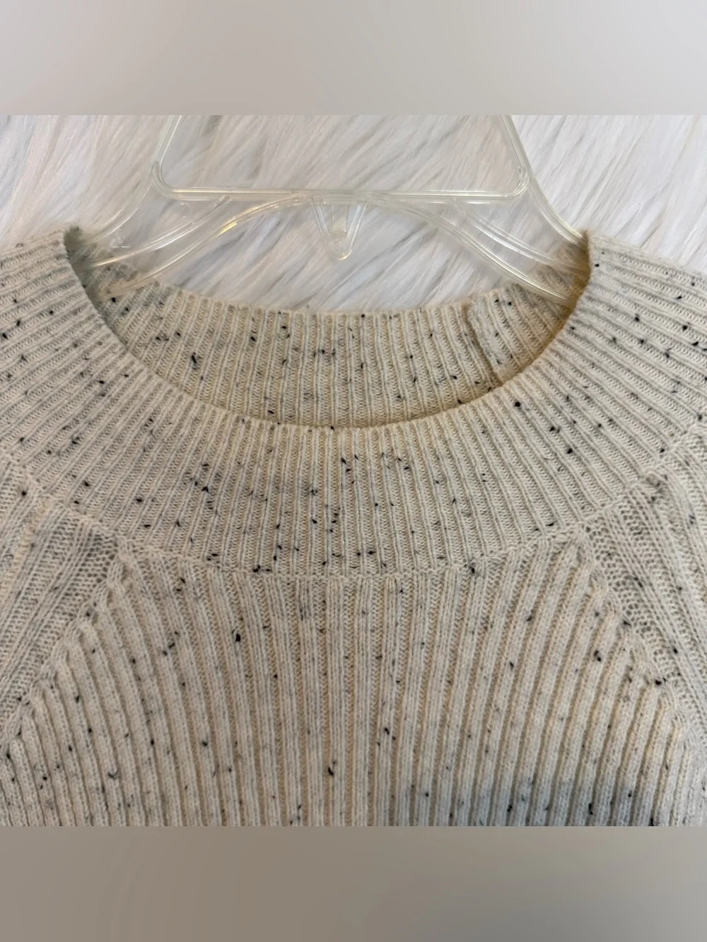 Michael Kors Cream Confetti Mock Neck Ribbed Sweater Long Sleeve Wool Blend Fall